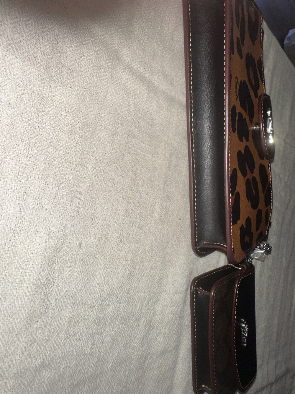 Coach Leopard Print Crossbody with Black Trim and Silver Chain - Picture 11 of 12